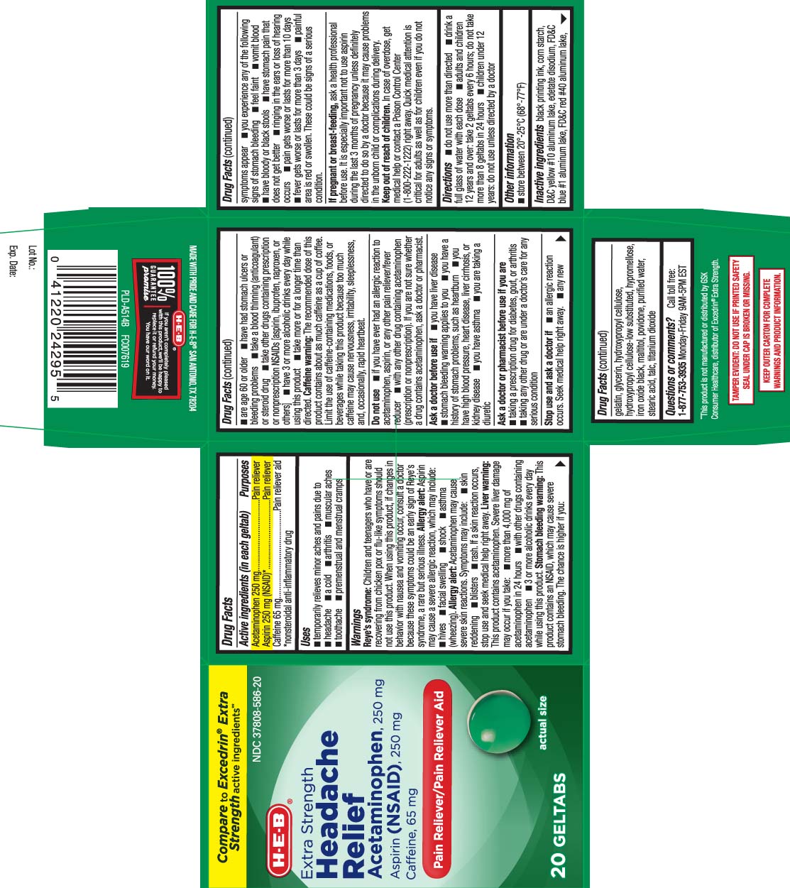 Acetaminophen 250 mg, Aspirin 250 mg (NSAID)* Caffeine 65 mg *nonsteroidal anti-inflammatory drug