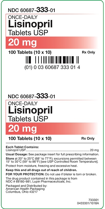 20 mg Lisinopril Tablets Carton