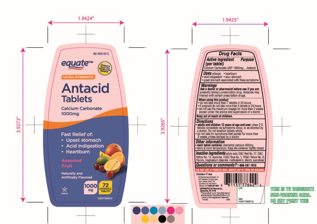 Equate Ultra Strength Antacid Tablets 72 chewable