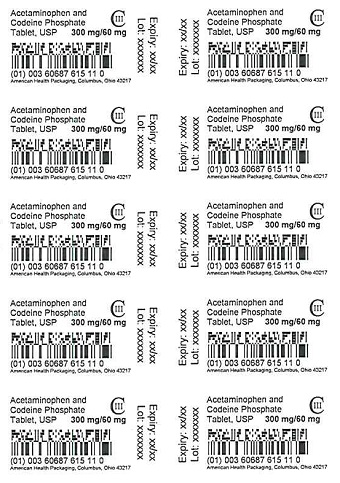 300 mg/ 60 mg Acetaminophen and Codeine Phosphate Tablet Blister