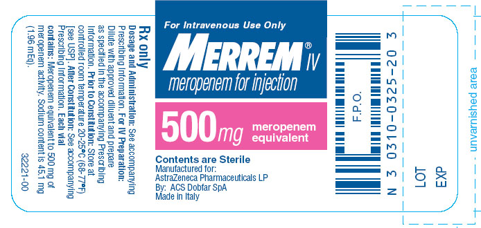 MERREM IV 500mg/20mL Vial Label