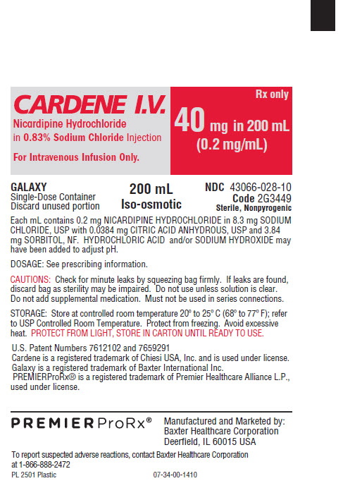 CARDENE Representative 40 mg Container Label 1 of 2 NDC 43066-028-10