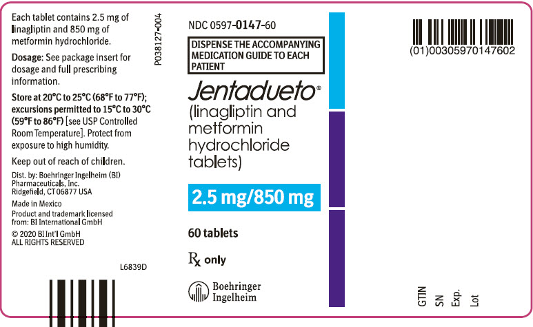 PRINCIPAL DISPLAY PANEL - 2.5 mg/850 mg Tablet Bottle Label