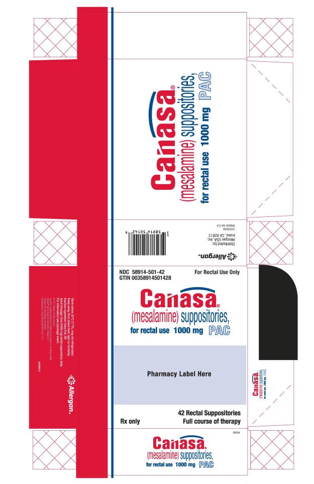 PRINCIPAL DISPLAY PANEL
NDC 58914-501-42

Canasa
(mesalamine) suppositories
for rectal use 1000 mg PAC
42 Rectal Suppositories
Full Course of therapy
Rx Only
