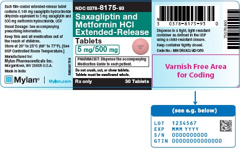 Saxagliptin and Metformin HCl Extended-Release Tablets 5 mg/500 mg Bottle Label