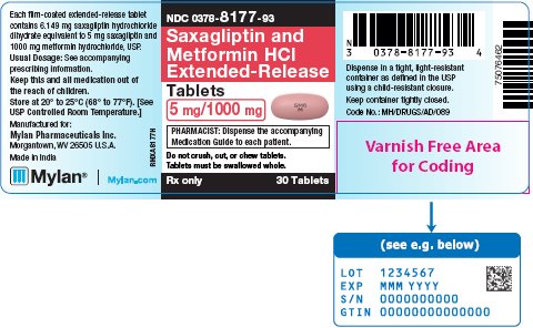 Saxagliptin and Metformin HCl Extended-Release Tablets 5 mg/1000 mg Bottle Label