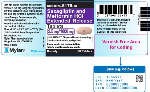 Saxagliptin and Metformin HCl Extended-Release Tablets 2.5 mg/1000 mg Bottle Label