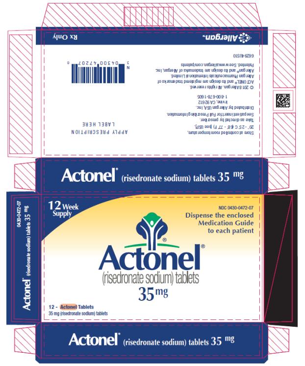 NDC 0430-0472-07
Actonel
(risedronate sodium) tablets
35 mg
12 Week Supply
Rx Only
