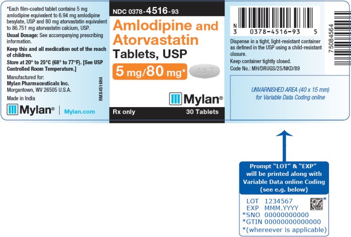Amlodipine and Atorvastatin Tablets, USP 5 mg/80 mg Bottle Label