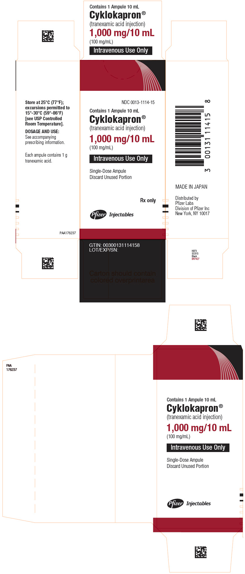 PRINCIPAL DISPLAY PANEL - 10 mL Ampule Carton - NDC 0013-1114-15