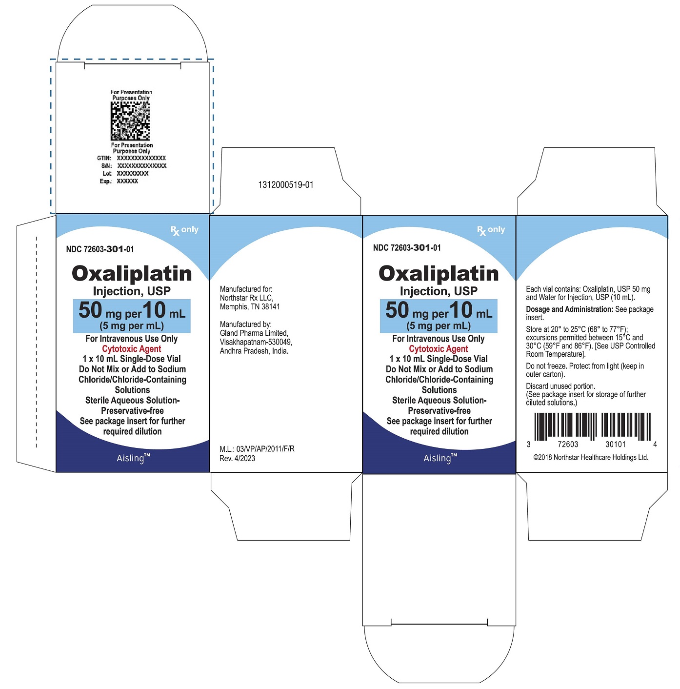 Principal Display Panel – Oxaliplatin Injection, USP 50 mg Carton