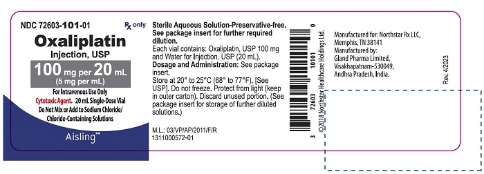 Principal Display Panel – Oxaliplatin Injection, USP 100 mg Vial Label
