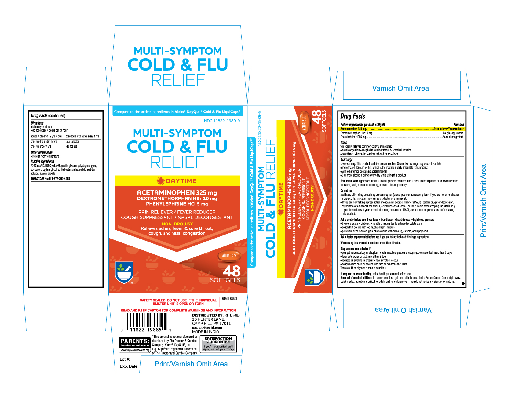 693T  Multi Symptom Cold and Flu Relief Daytime Softgels Carton 48s