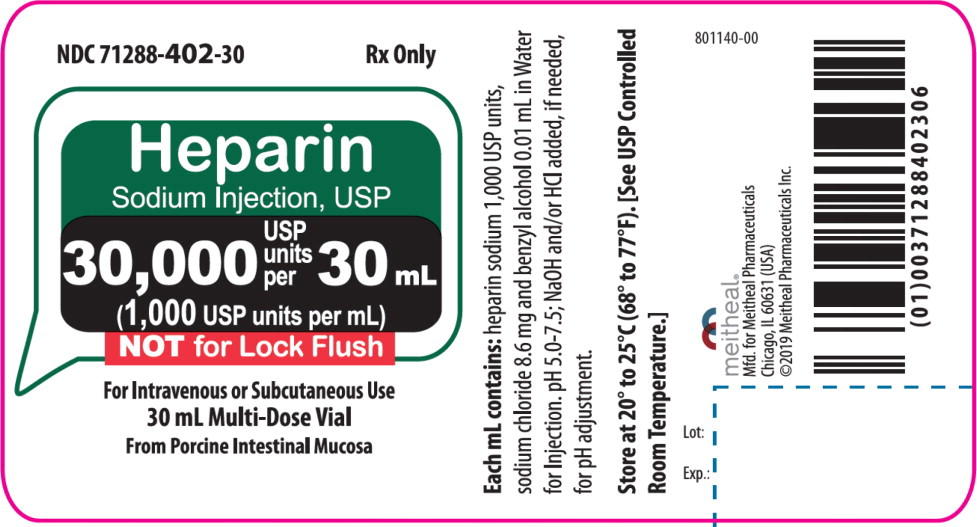 Principal Display Panel – Heparin Sodium Injection, USP 30,000 USP units per 30 mL Vial Label