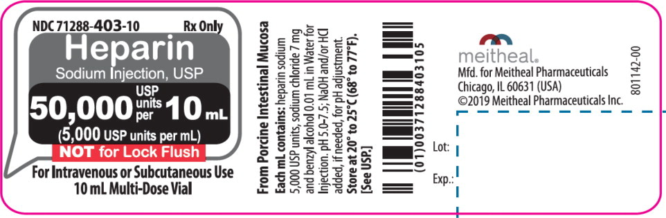 Principal Display Panel – Heparin Sodium Injection, USP 50,000 USP units per 10 mL Vial Label