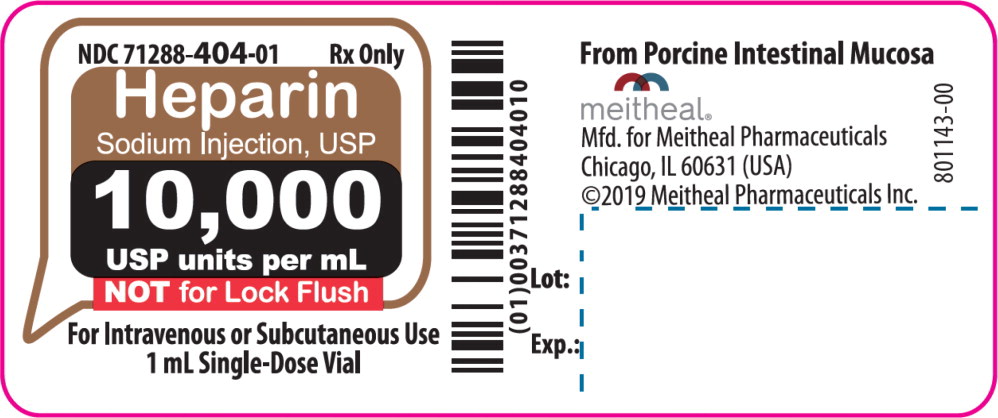 Principal Display Panel – Heparin Sodium Injection, USP 10,000 USP units per mL Vial Label