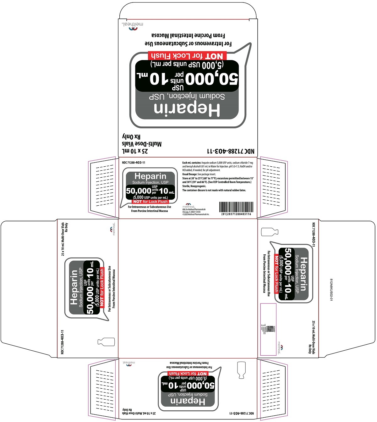 Principal Display Panel – Heparin Sodium Injection, USP 50,000 USP units per 10 mL Carton