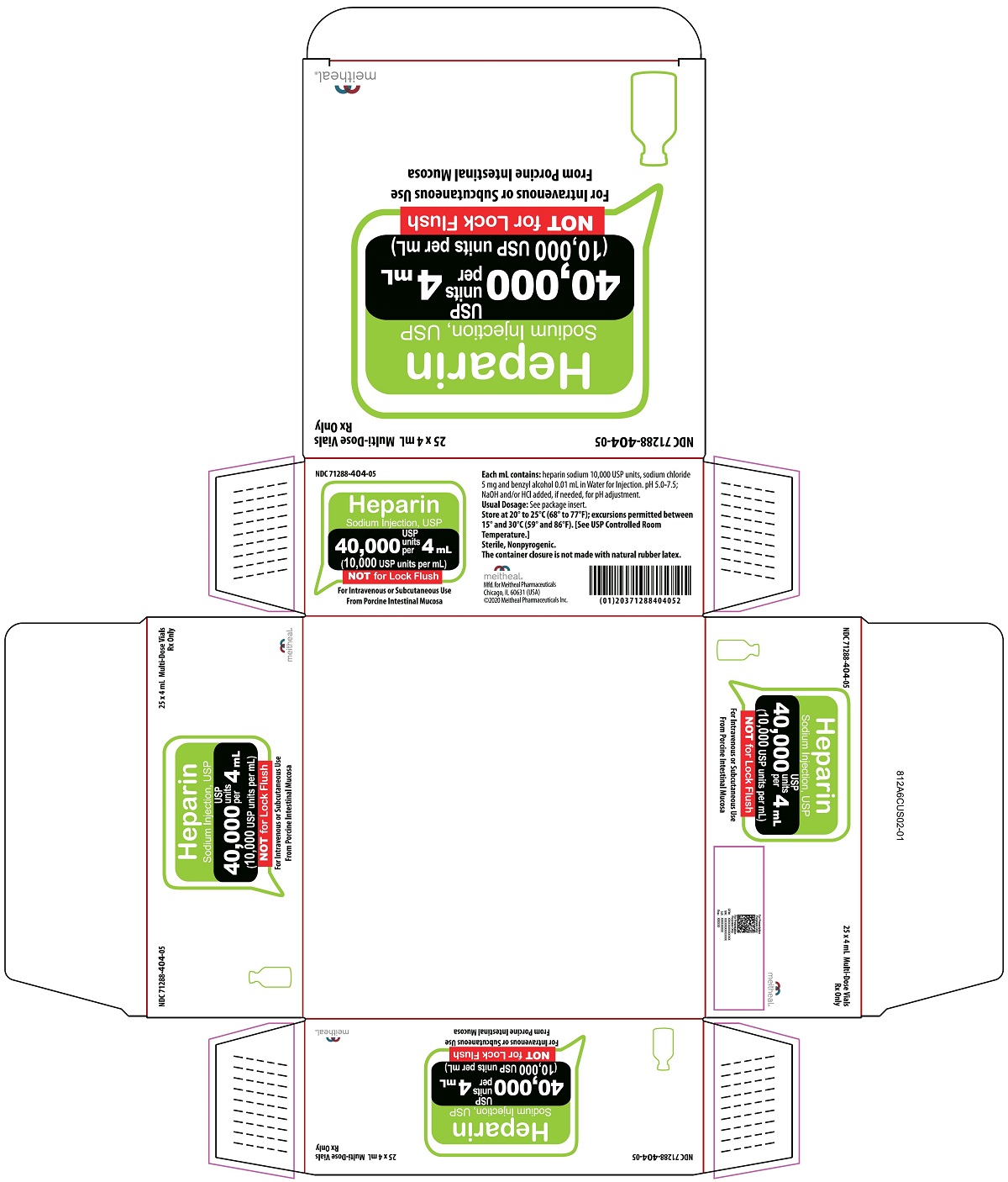 Principal Display Panel – Heparin Sodium Injection, USP 40,000 USP units per 4 mL Carton