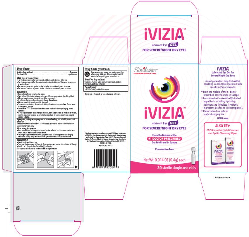 iVizia
Lubricant Eye Gel
For Severe/Night Dry Eyes
0.014 OZ (0.4g) each
30 sterile single-use vials
