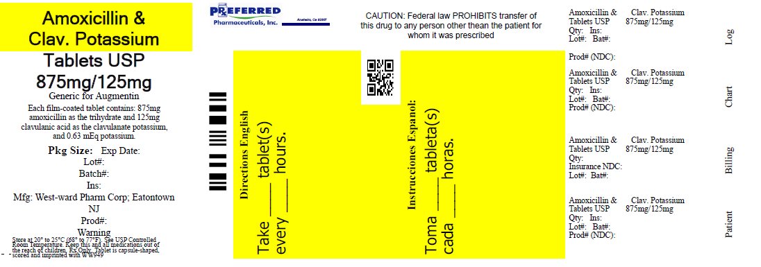Amoxicillin & Clav. Potassium Tablets USP 875mg/125mg