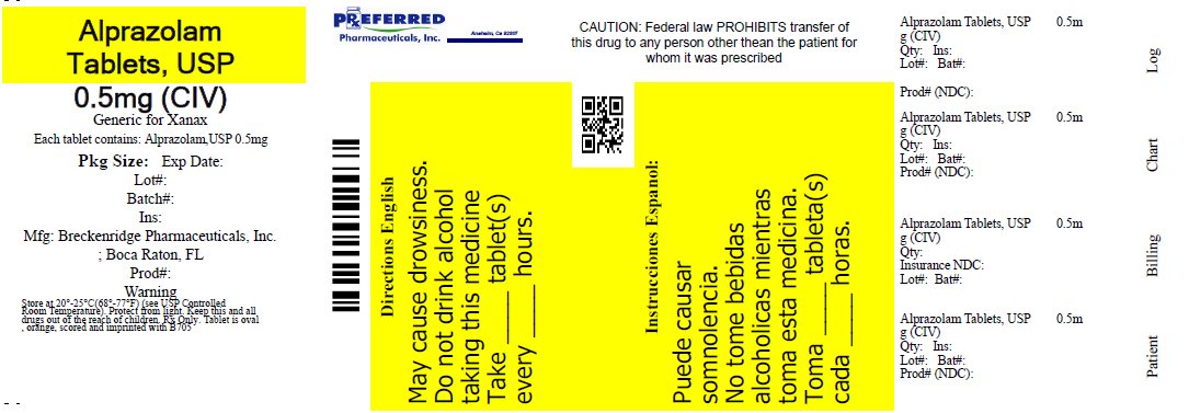 Alprazolam Tablets, USP 0.5mg (CIV)