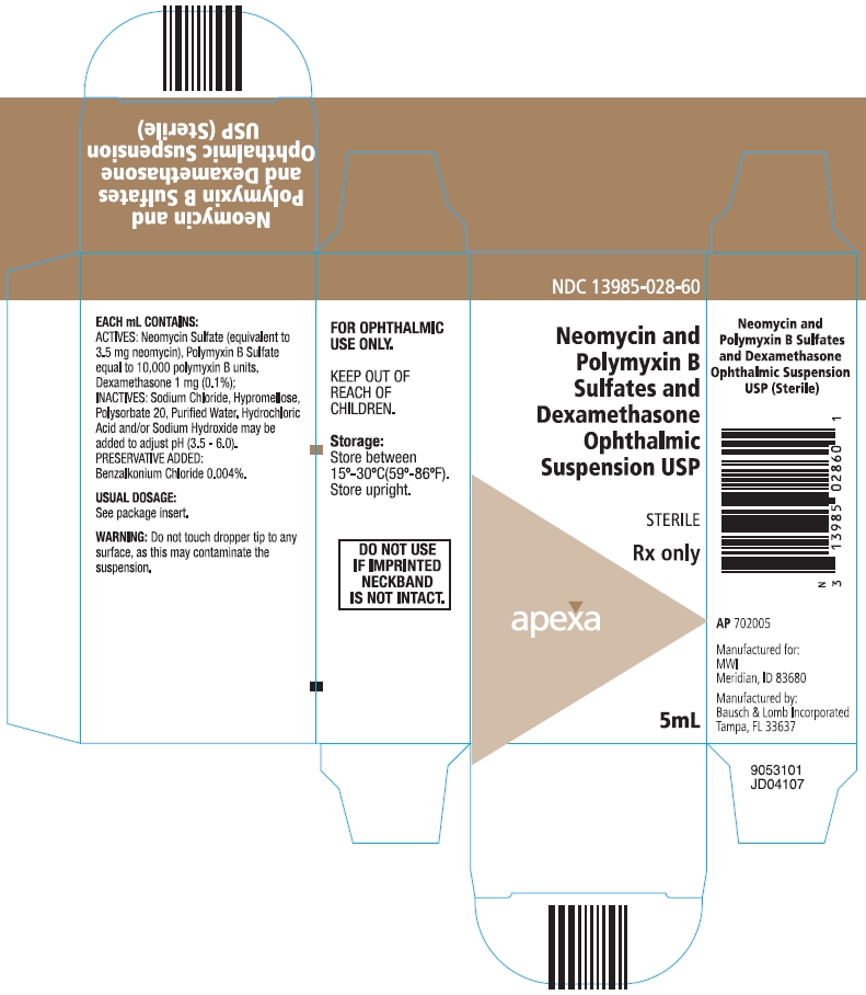  Neomycin and Polymyxin B Sulfates and Dexamethasone Ophthalmic Suspension USP (Carton, 5 mL - MWI) 