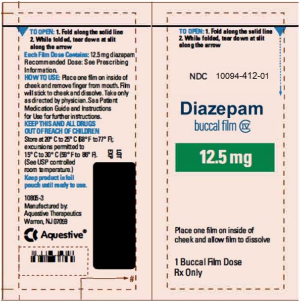 PRINCIPAL DISPLAY PANEL
NDC 10094-412-01
Diazepam
buccal film
12.5 mg
1 Buccal Film Dose
Rx Only
