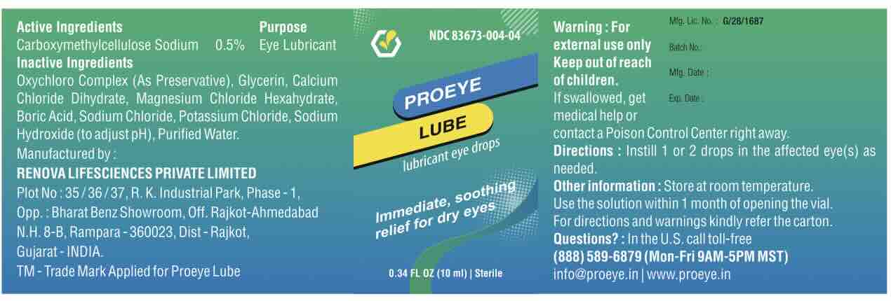 PROEYE LUBE Product Label