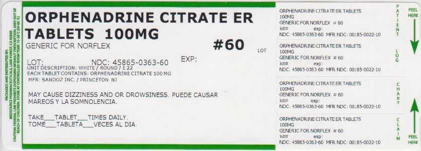 Orphenadrine Citrate Extended Release Tablets