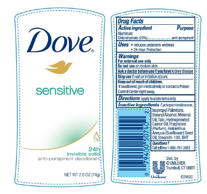Skynd dig åndelig pie Dove Sensitive 24h Invisible Solid Antiperspirant Deodorant