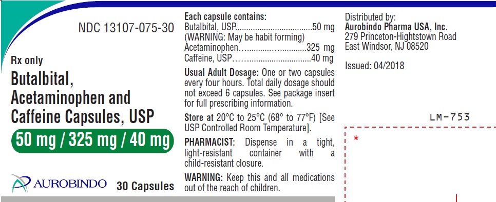 Butalbital, Acetaminophen and Caffeine Capsules, USP 50 mg/325 mg/40 mg Rx Only