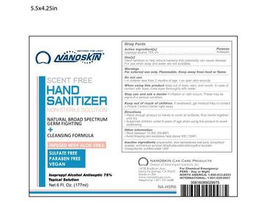 Nanoskin Scent-free Hand Sanitizer - 6 oz.