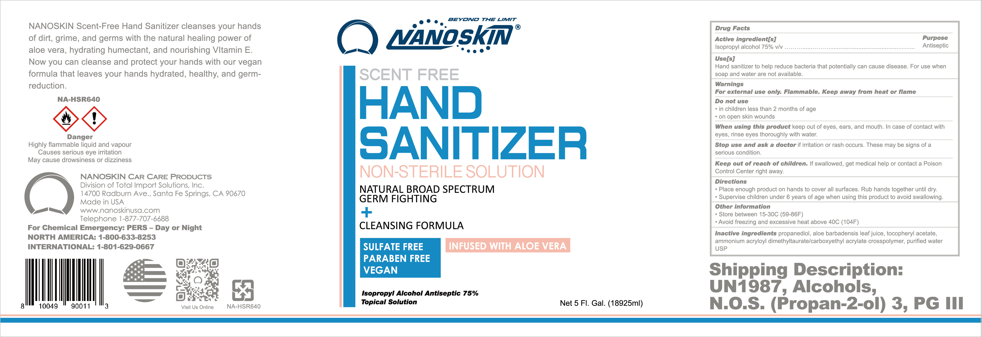 Nanoskin Scent-free Hand Sanitizer - 6 oz.