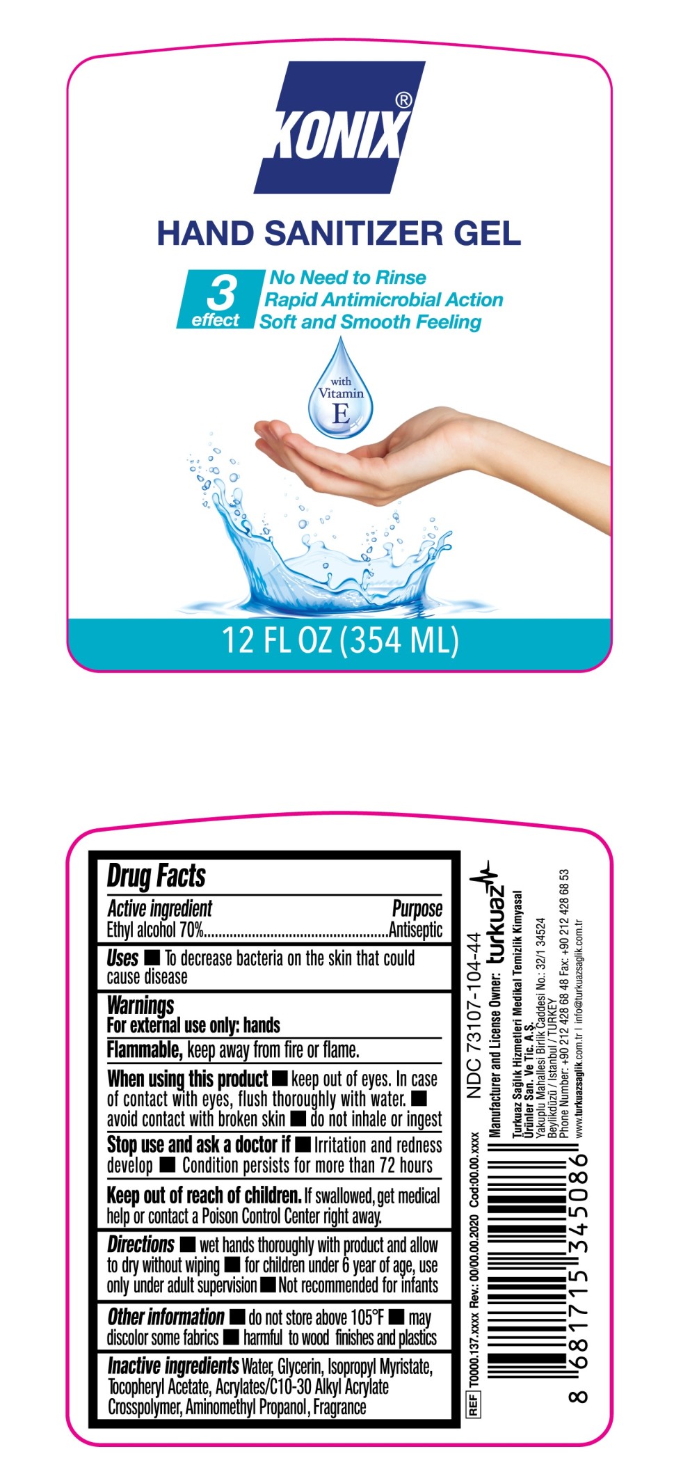 Konix Consumer sanitizer gel 354ml