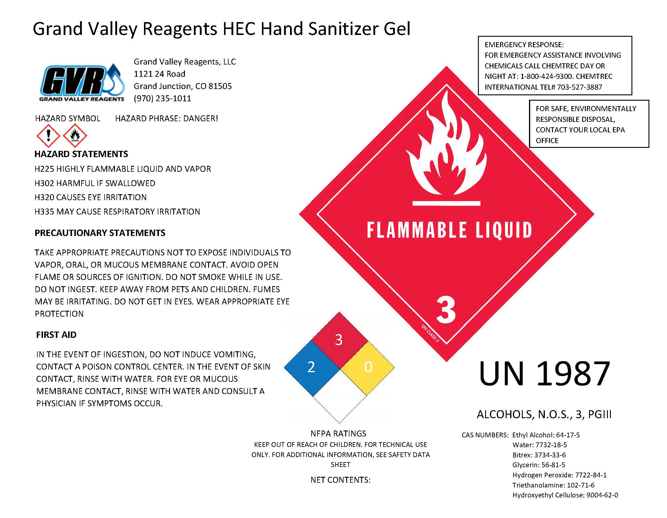 GVR HEC Gel Primary Label