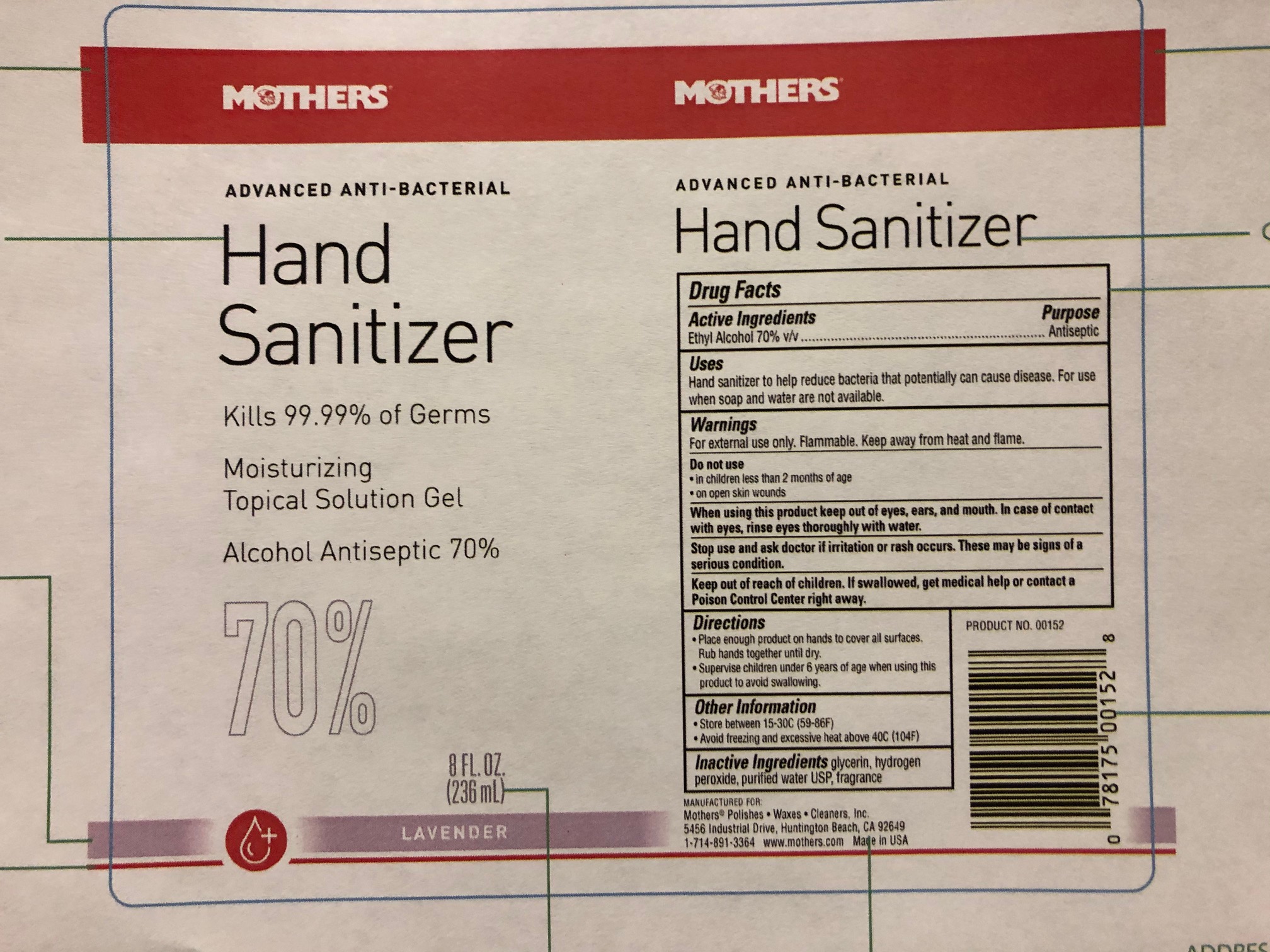 Hand Sanitizer -Lavender - 8 oz