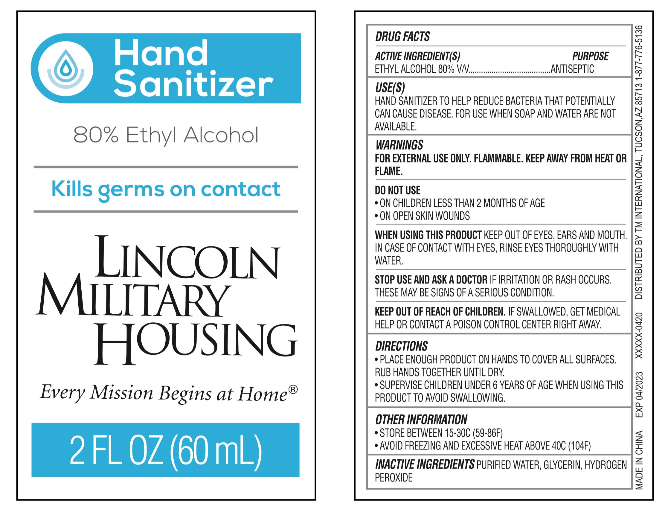 Hand Sanitizer Bottle-Labels-Lincoln Military Housing-60ml