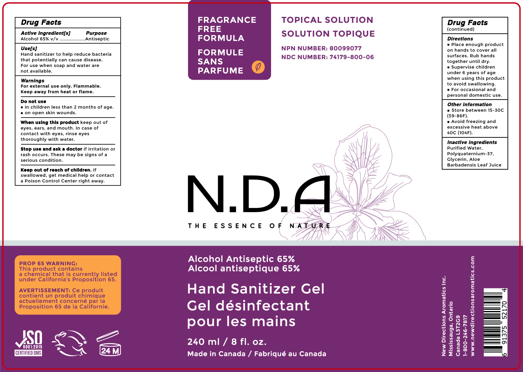 Label_Hand Sanitizer Gel 240 mL