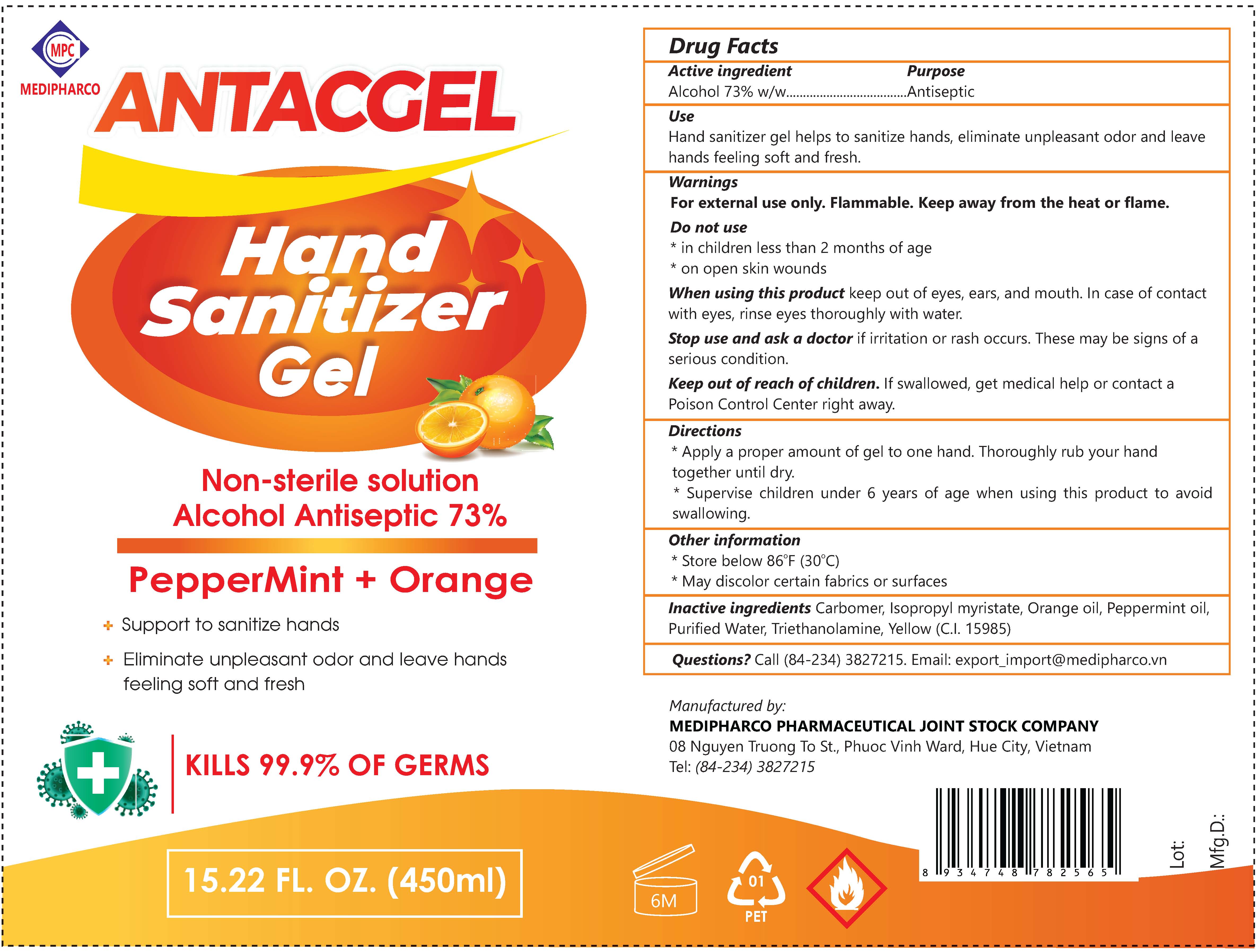 Hand Sanitizer Gel with Peppermint and Orange