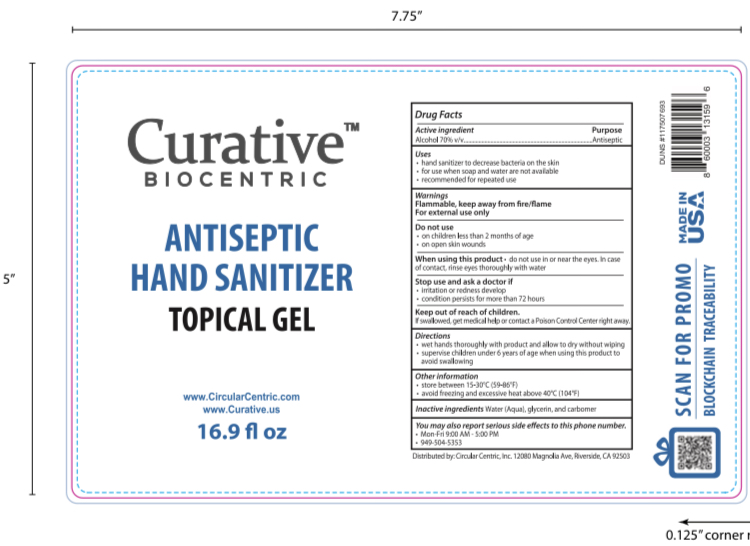 Curative Biocentric Antiseptic Hand Sanitizer 16.9 oz or 500 ml