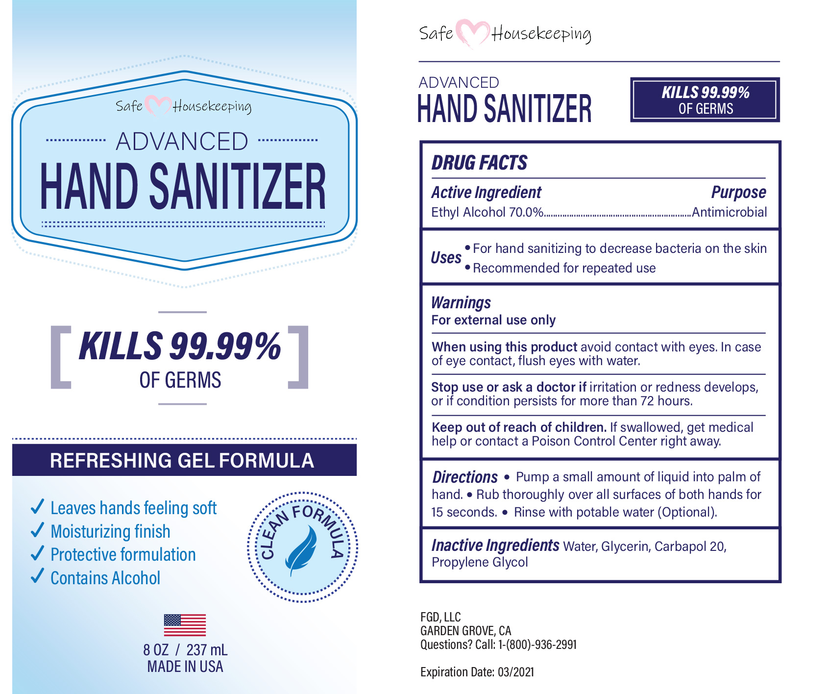 safe housekeeping hand sanitizer