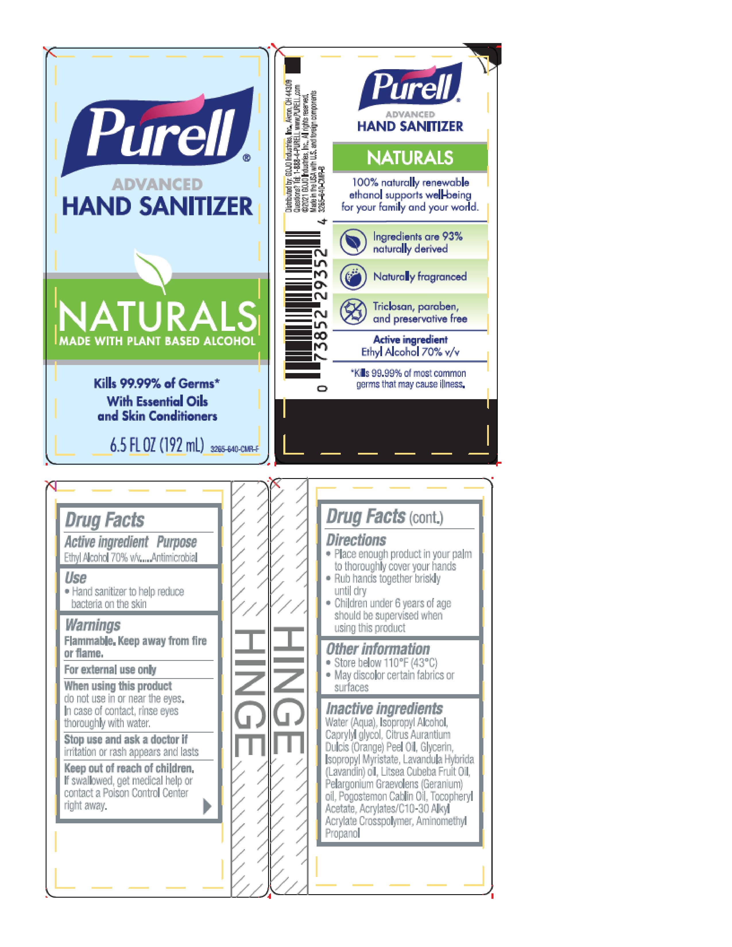 Purell Advanced Hand Sanitizer Naturals Gel