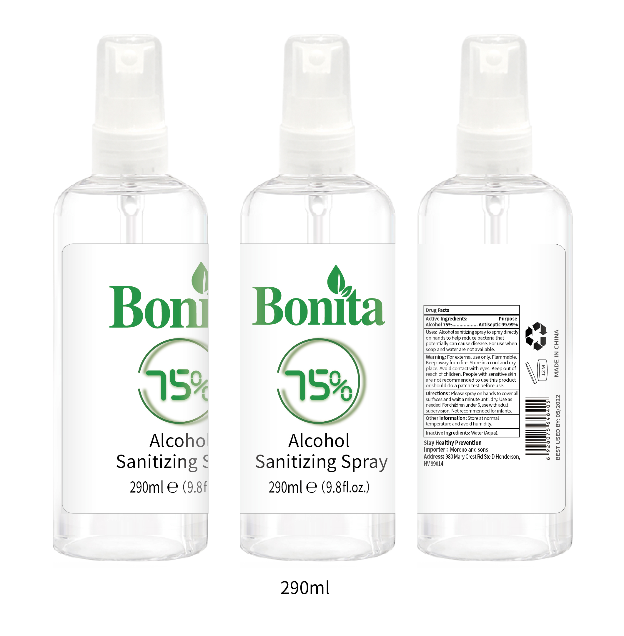 Bonita Alcohol Sanitizing Spray