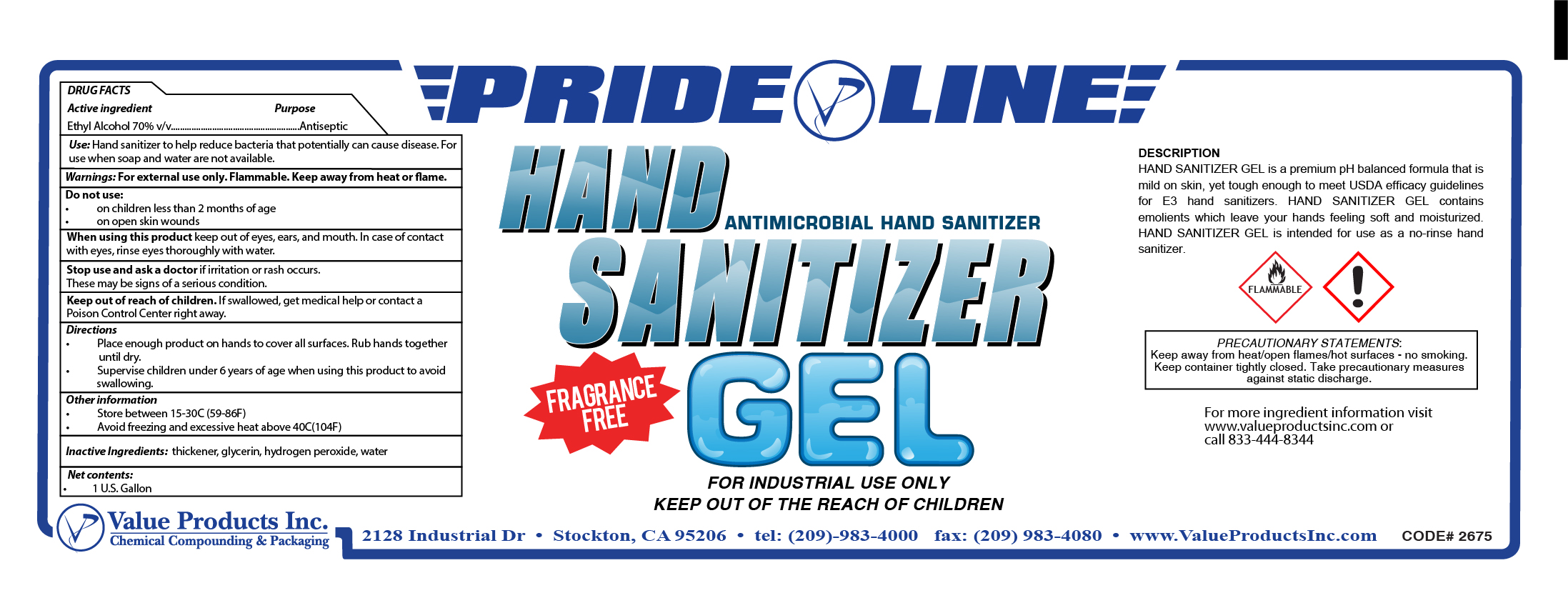 Hand Sanitizer Gel Fragrance Free 1 gal