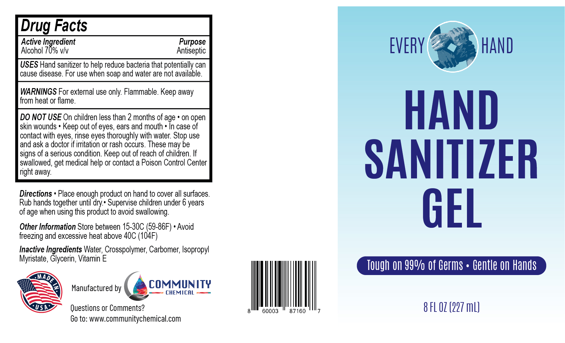 8 oz Hand sanitizer gel