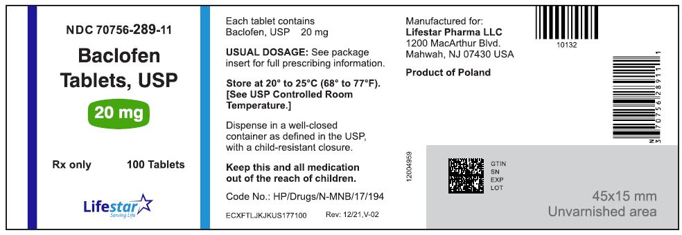 Baclofen Tablets USP 20 mg 100s Label