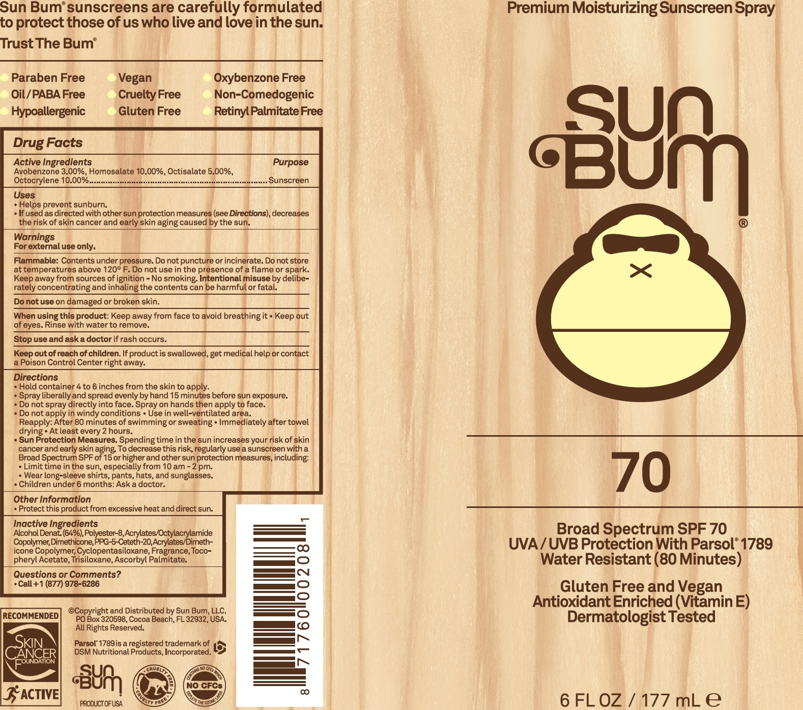 Sun Bum SPF 70 Premium Moisturizing Sunscreen (Spray)