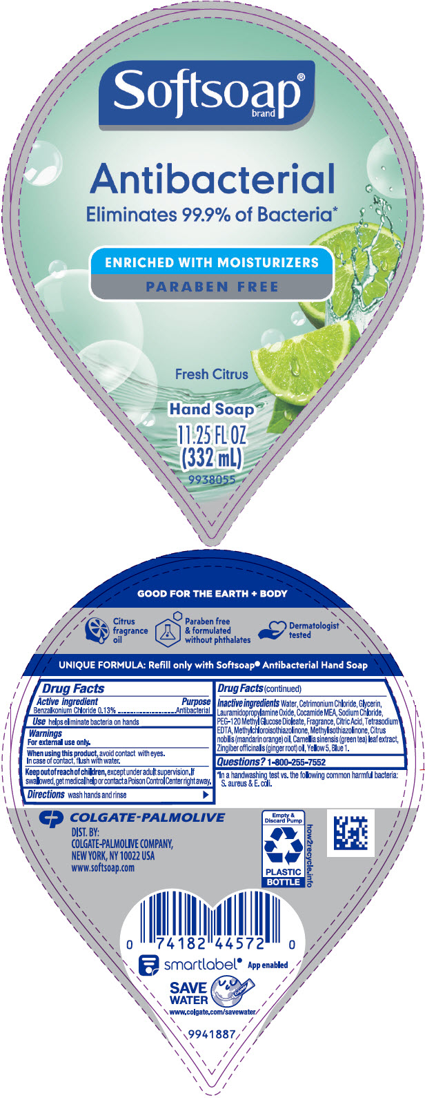 Softsoap Antibacterial Liquid Hand Soap, Fresh Citrus - 11.25 fluid ounce  Green