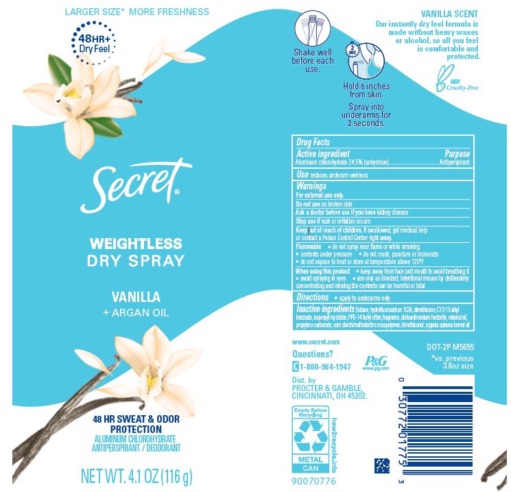 Secret Weightless Dry Spray Vanilla + Argan Oil
