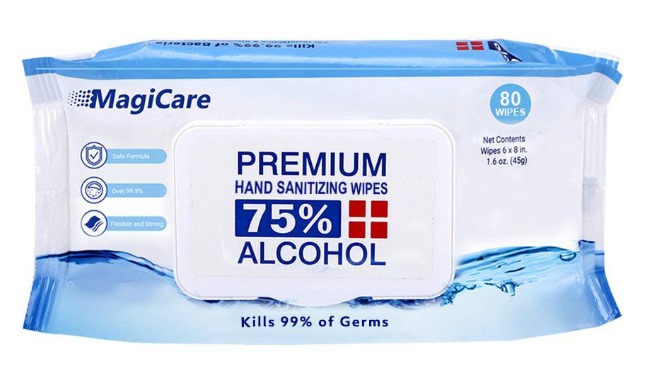 Magicare 75% Alcohol Wipes (80ct) | Hand Sanitizer Disinfecting Wipes